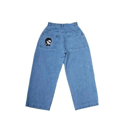 Jeans Retro Americano Oversize con Bordado y Cintura Ancha Efecto Desgastado - Image 5