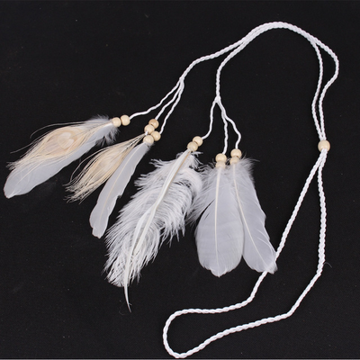 Adorno para cabello con cuerda de cuero y pluma de pavo real - Image 16