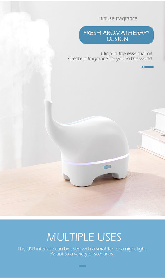 Pink elephant-shaped ultrasonic aromatherapy machine with a subtle light band and trunk-like mist outlet. - Image 7