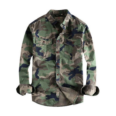 Camisa de Trabajo Camuflaje Lavado Americano Manga Larga para Hombre - Image 2
