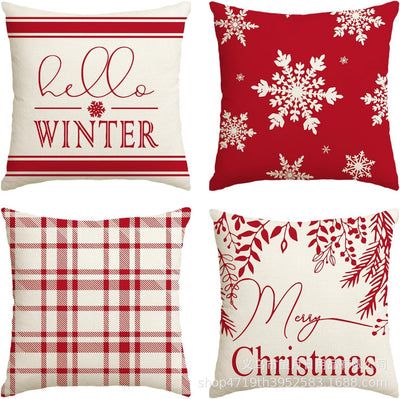 Set de 4 Fundas de Cojines Navideños Muñeco de Nieve y Reno 18x18 Pulgadas - Image 8