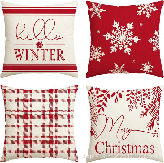 Set de 4 Fundas de Cojines Navideños Muñeco de Nieve y Reno 18x18 Pulgadas - Image 8