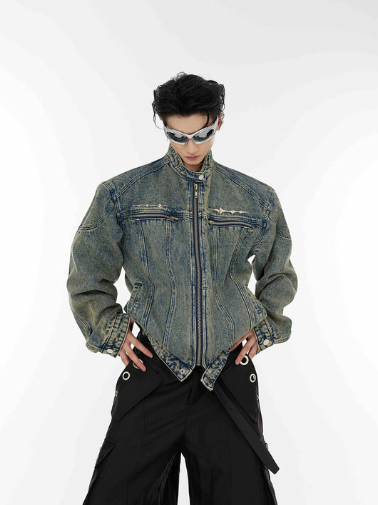 Chaqueta de Diseño Metalizado sin Cuello para Hombre - Image 3