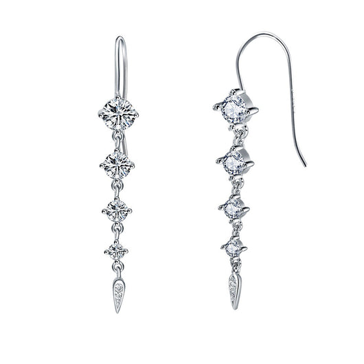 Aretes de Diamante y Plata Esterlina - Diseño Minimalista en Oro Blanco - Image 3
