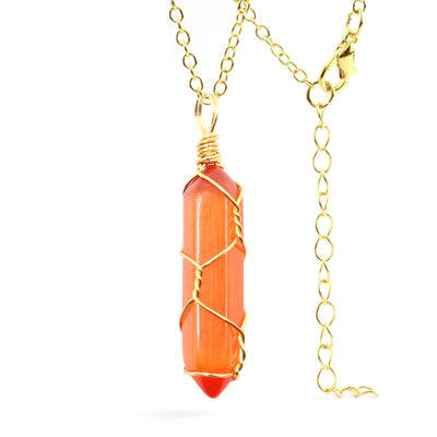 Collar Colgante de Cristal Hexagonal Envuelto a Mano con Piedra Natural - Image 30