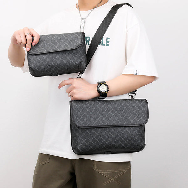 Bolsa Crossbody Retro Matizada con Contraste de Colores para Hombre