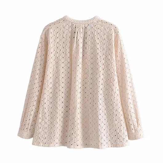 Cardigan Hueco Bordado de Manga Larga para Mujer - Estilo Europeo y Americano - Image 3