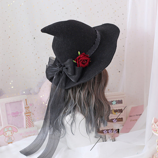 Sombrero de Bruja Gótico Lolita con Moño Rosa - Accesorio Cosplay y Fiesta - Image 9
