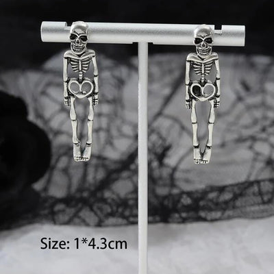 Aretes Calavera Desmontables - Diseño Esqueleto Humano en Oro y Plata
