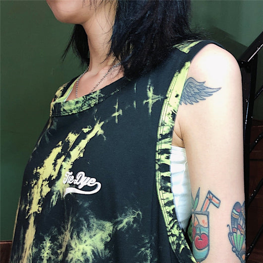 Playera sin mangas estampado tie-dye hip-hop - Image 4