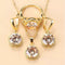 New Earrings Ring Necklace Three-piece Jewelry Set Round Zircon Golden Champagne