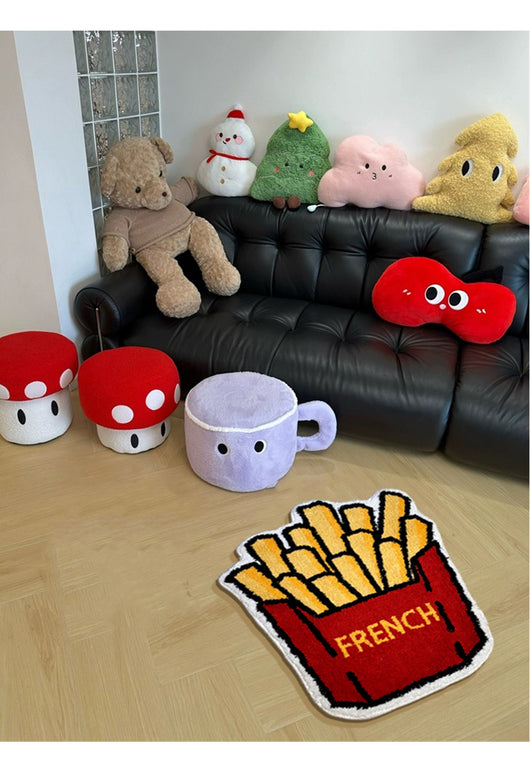 Alfombra de Felpa Infantil Diseño Papas Fritas Americanas para Dormitorio - Image 11