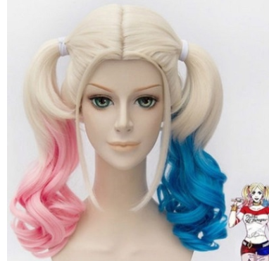 Peluca Cosplay Harley Quinn Degradado - Disfraz Oficial Suicide Squad