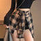 Shorts Cuadros Cintura Alta Diseño Asimétrico
