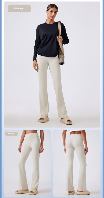 Pantalones Yoga Cintura Alta Levantacaderas Pierna Ancha Sin Marcas Efecto Segunda Piel - Image 15
