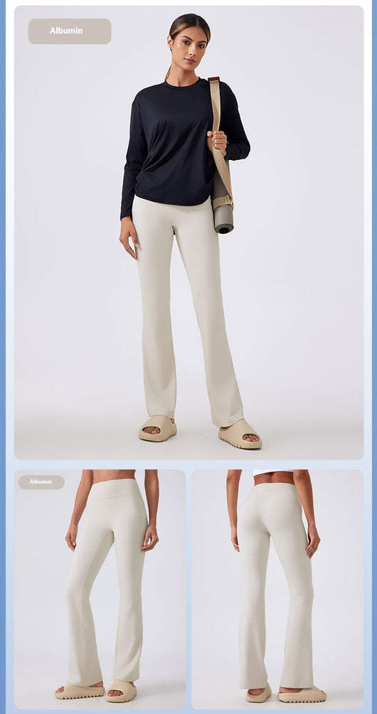 Pantalones Yoga Cintura Alta Levantacaderas Pierna Ancha Sin Marcas Efecto Segunda Piel - Image 15