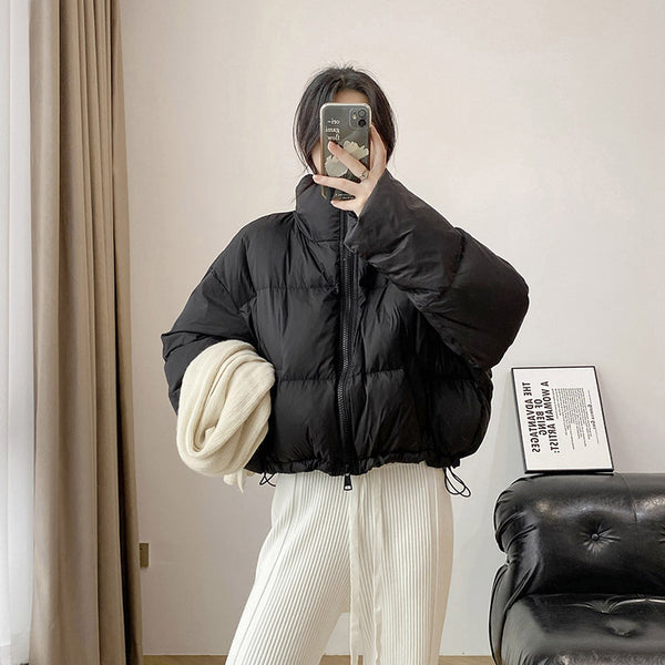 Chaqueta Puffer Corta de Algodón con Cuello Alto para Mujer Petite