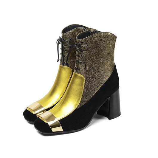 Botas Martin de Cuero Frosted con Tacón Grueso y Punta Cuadrada para Mujer - Image 6