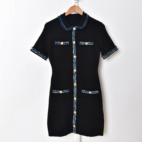 Vestido Tejido Entallado con Cuello de Solapa para Mujer