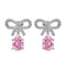 Plateado S925 Rosado Pear-shaped Water Drop Bow Design Niche Exquisite Fashion Sense Women's Earrings Rosado 925 Plateado