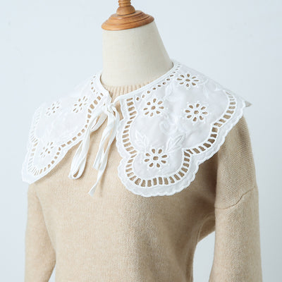 Cuello Falso Decorativo con Encaje y Moño Bordado - Image 3