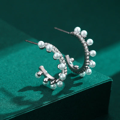 Aretes de Perla Curva en Plata 925 Esterlina - Image 5