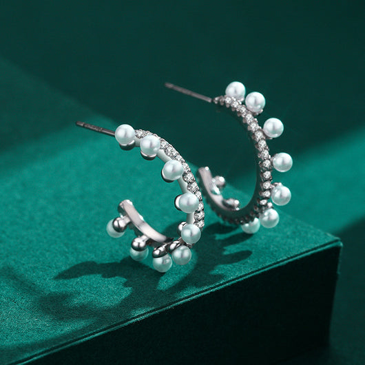 Aretes de Perla Curva en Plata 925 Esterlina - Image 5