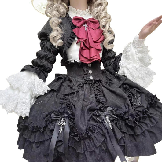 Conjunto de 3 Piezas: Abrigo Corte Tribunal, Blusa Ajustada Reductora y Falda Vuelo - Image 5