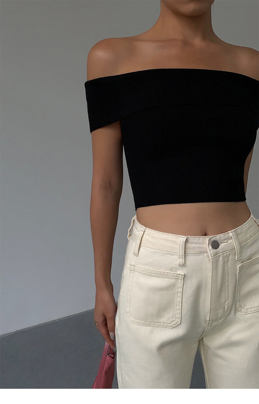 Top Tejido Asimétrico Cropped para Mujer - Image 24