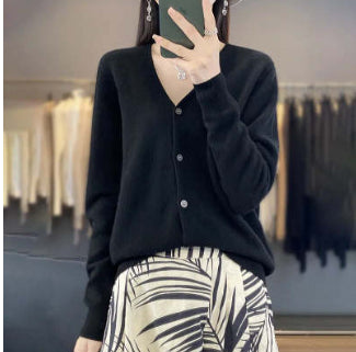 Cardigan Corto Cuello V para Mujer - Suéter Exterior Versátil - Image 14