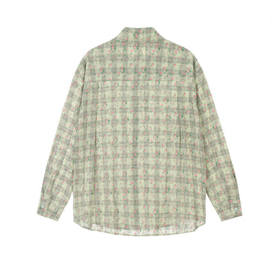 Camisa Suelta Estampado Floral y Cuadros para Hombre - Image 11