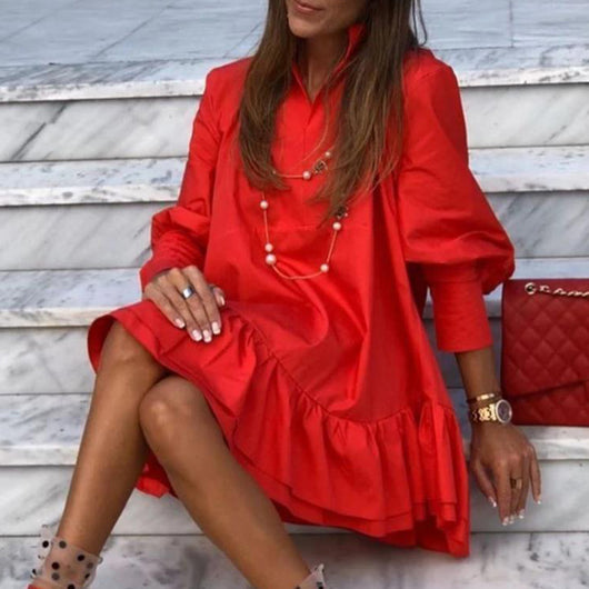 Vestido Mini con Manga Larga y Volante en la Espalda - Image 10