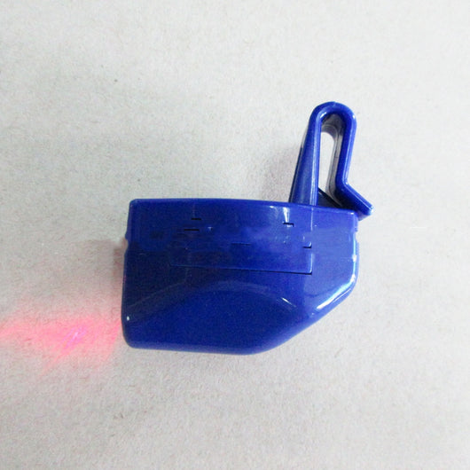 Blue plastic laser pointer cat toy with a collar clip, emitting a red laser dot for interactive play. - Image 8
