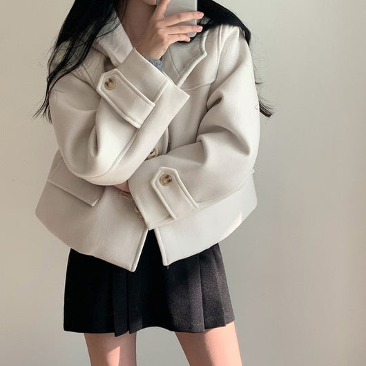 Abrigo de Lana Corto con Capucha y Manga Larga para Mujer - Image 21
