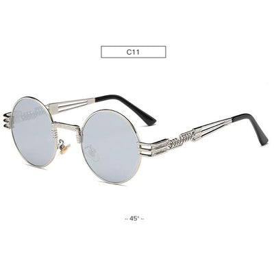 Gafas de Sol Redondas Steampunk Doradas con Cristales Espejados - Estilo Retro Vintage Unisex - Image 3