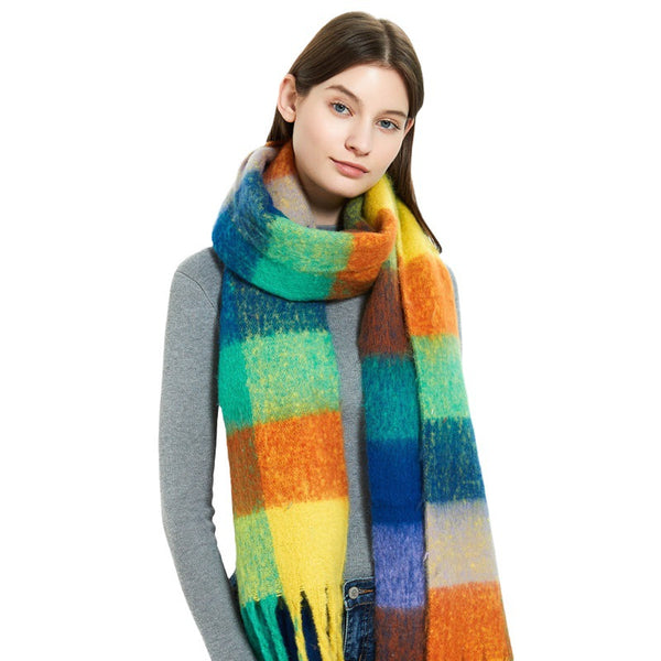 Bufanda Gruesa Cuadros Otoño Invierno - Diseño Multicolor Elegante