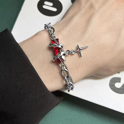 Pulsera de Diamante Negro con Estrella Bordada para Hombre - Image 3
