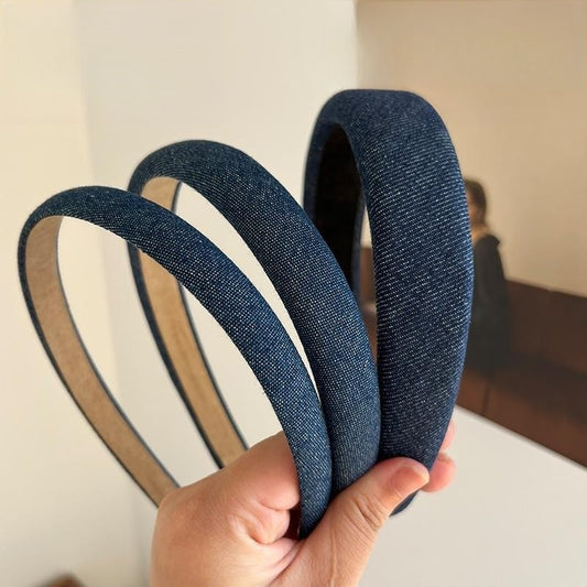 Diadema Retro de Tela Denim con Estilo Minimalista