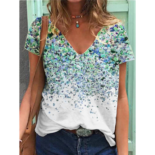 Blusa Estampada Cuello V Manga Corta - Image 12
