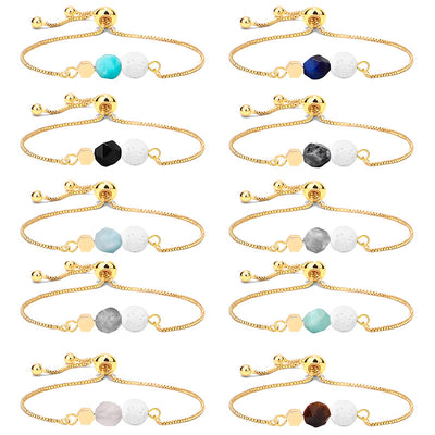 Pulsera Yoga Ojo de Tigre con Cadena de Oro 14K y Piedra Volcánica - Image 15