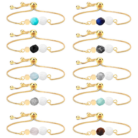 Pulsera Yoga Ojo de Tigre con Cadena de Oro 14K y Piedra Volcánica - Image 15