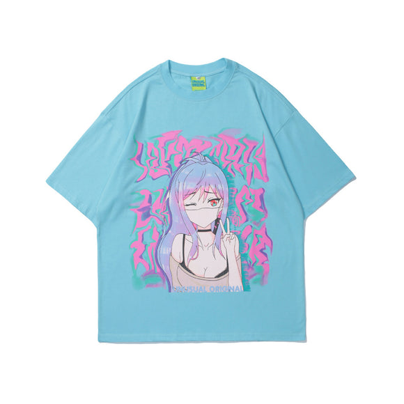 Camiseta de Casal Gola Redonda Manga Curta Estilo Urbano