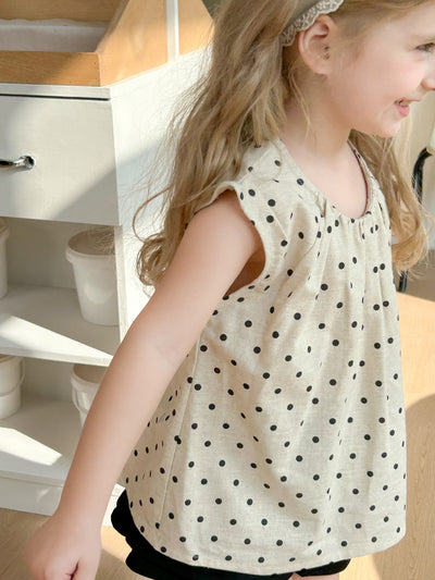 Blusa Niña Lunares Cuello Redondo Suelta Plisada Sin Mangas Verano - Image 8