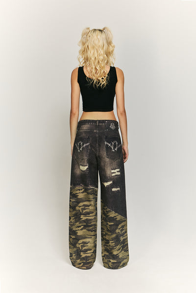 Pantalones Jeans Rectos Holgados con Estampado Digital Barba de Gato - Image 9