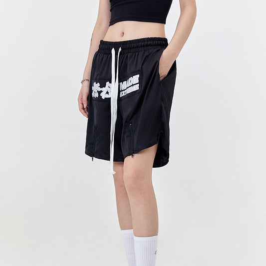 Shorts Retro Street Wuji con Letras - Estilo Urbano para Hombre