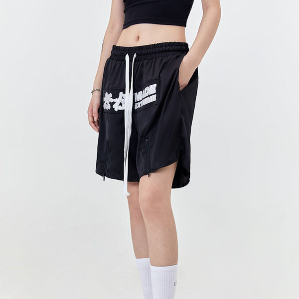 Shorts Retro Street Wuji con Letras - Estilo Urbano para Hombre