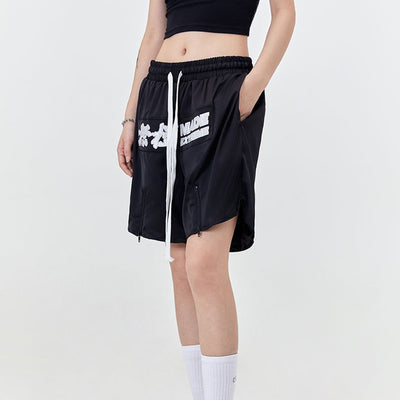 Shorts Retro Street Wuji con Letras - Estilo Urbano para Hombre