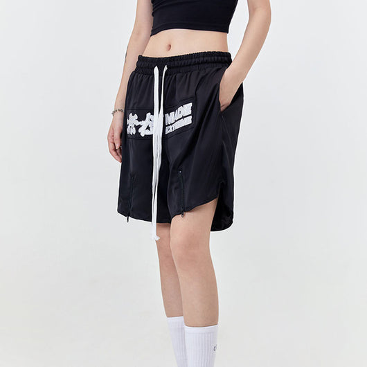 Shorts Retro Street Wuji con Letras - Estilo Urbano para Hombre