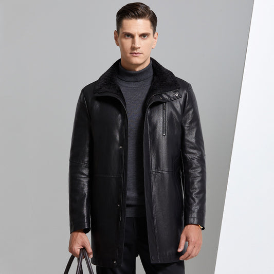 Chaqueta de Cuero Premium para Hombre con Forro Polar Grueso