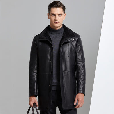 Chaqueta de Cuero Premium para Hombre con Forro Polar Grueso